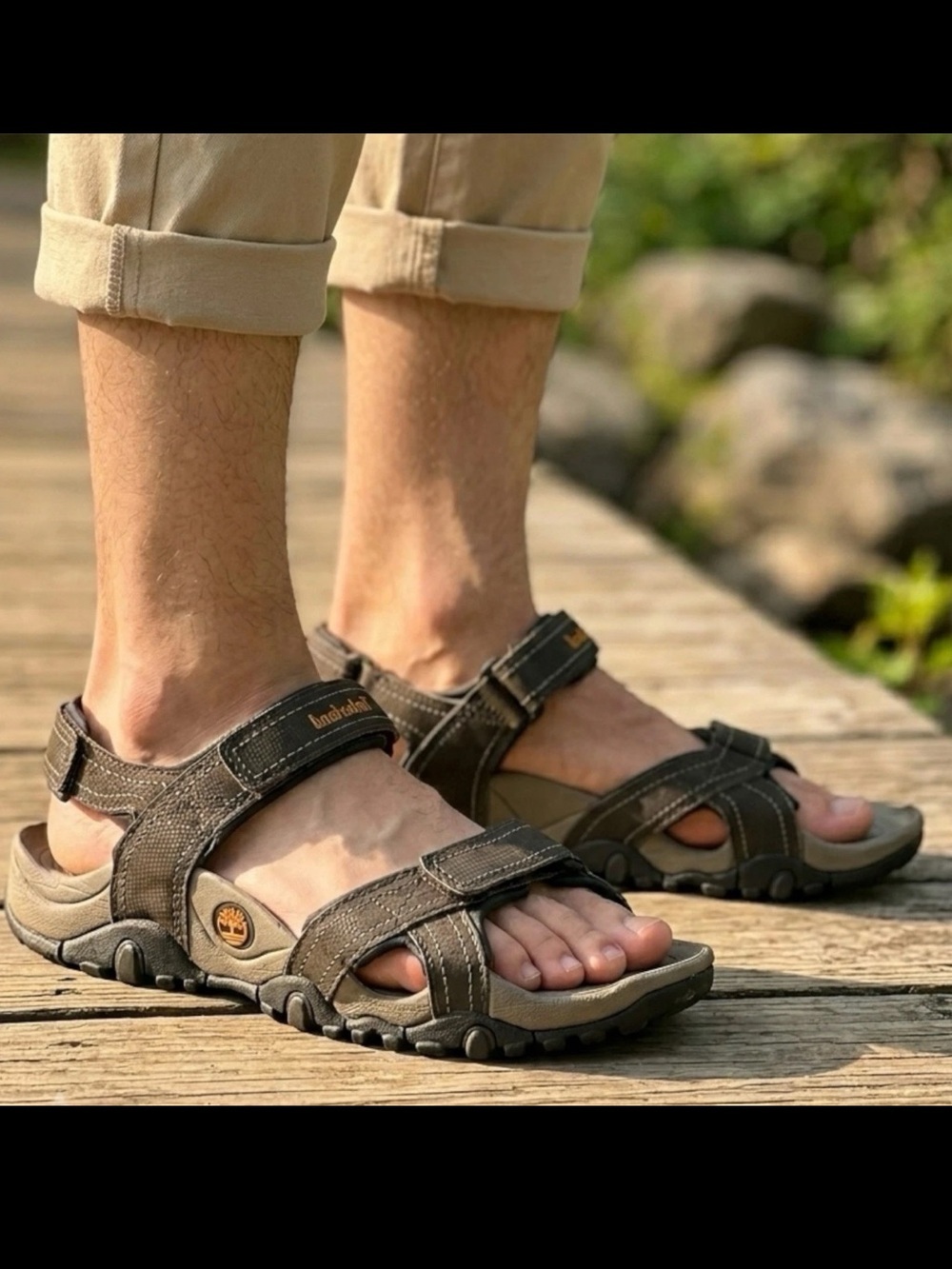 Timberland Granite Hiking Men’s Tan Leather Outdoor Strap Sandals Trail Walk